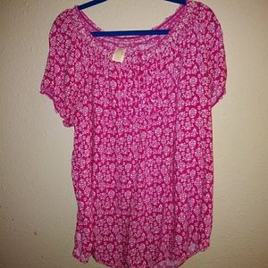 2X Pink Floral Blouse